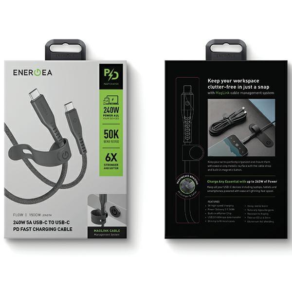 Kabel USB-C ENERGEA 1.5m Szybkie ładowanie 240W Czarny