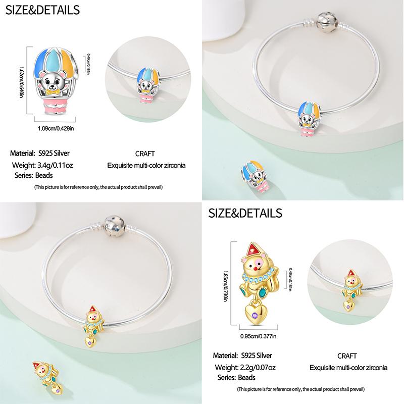 Süßes Kupfer Zirkuskleid Blumen Plüsch Junggesellenhut Bärenanhänger Perlen 3mm DIY Schmuck