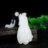 Halskette mit Anhänger aus Hetian-Jade mit weißer Magnolie, handgeschnitzt, hübscher Modeschmuck, Geschenk