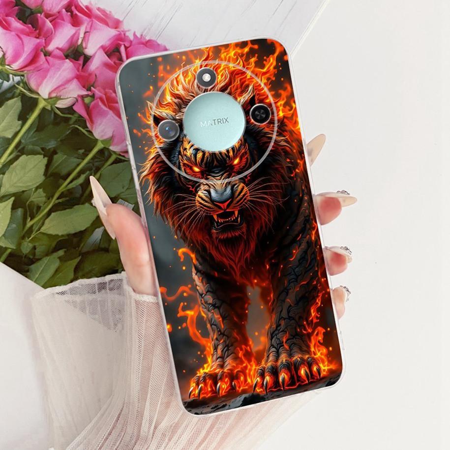 6.8" Case For Honor X9c Smart 5G Cover Cool Fashion Dragon Lion Wolf Cartoon Soft Silicone Phone Cases For HonorX9c Smart Bumper