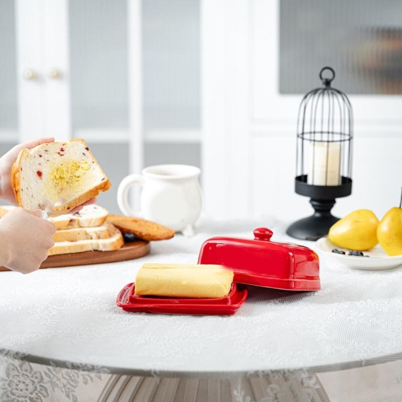 Modern Ceramic Butter Storage Box Dishwasher Safe Easy Cleaning Surfaces Ceramic Texture Perfect for Home Dining Table