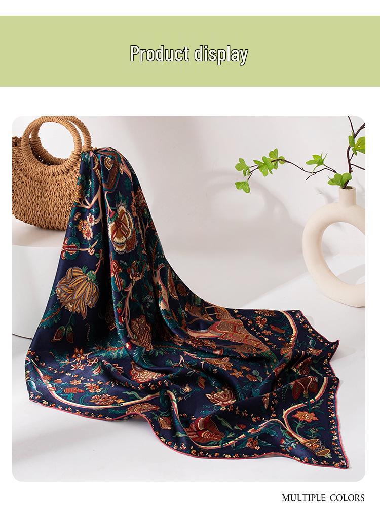 Elegant Women's Versatile Retro Mulberry Silk Scarf: High-End, Warm, and Decorative Shawl