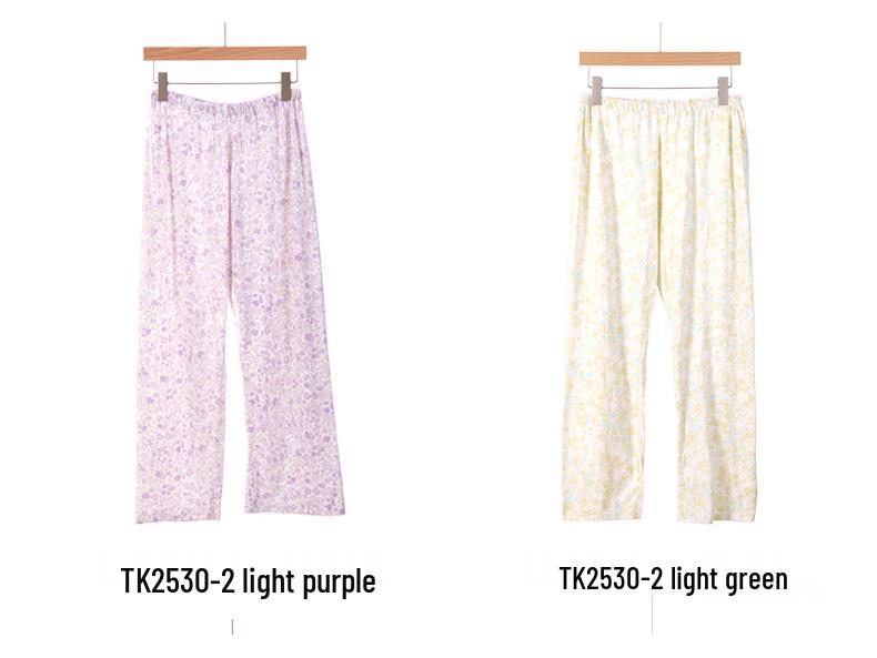 Women's Pure Cotton Knit Pajama Pants - Spring/Summer, Loose Fit, Plus Size, Elastic Waist, Mosquito-Proof