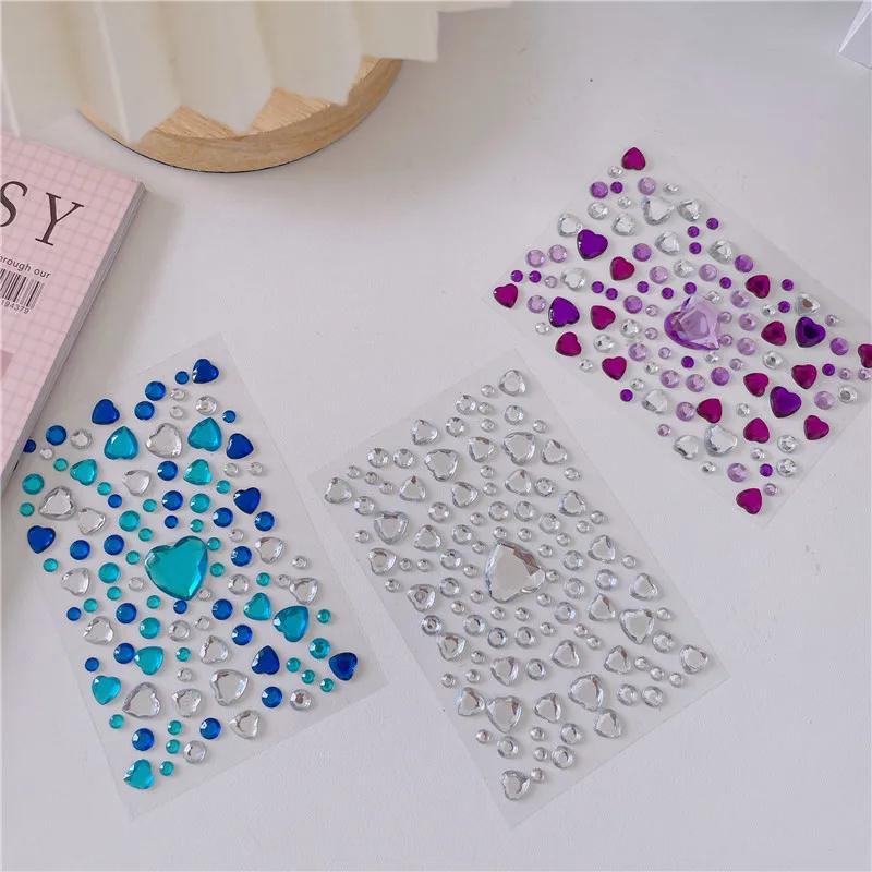 1 Sheet 3D Heart Shape Sticker Acrylic Crystal Children's Stickers Simulation Diamond Pearl Photo Album Decoration Stickers