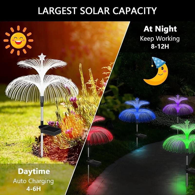 Solar Jellyfish Light Decoration Outdoor Waterproof 3/5 Layer Optical Fiber for Pathway Outside Pathway Lawn Patio Outside Decor