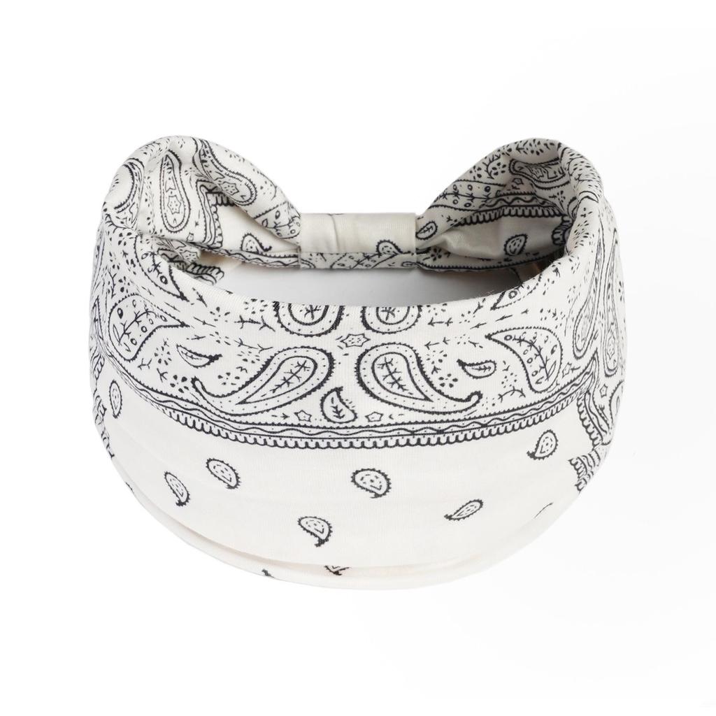 Bandeau large rétro à motif cachemire pour femmes - Bandeau de sport élastique coloré pour yoga