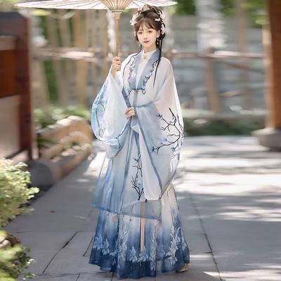 Hanfu für Damen im Stil der chinesischen Ming-Dynastie, besticktes Gewand mit Stehkragen, Alltagsanzug