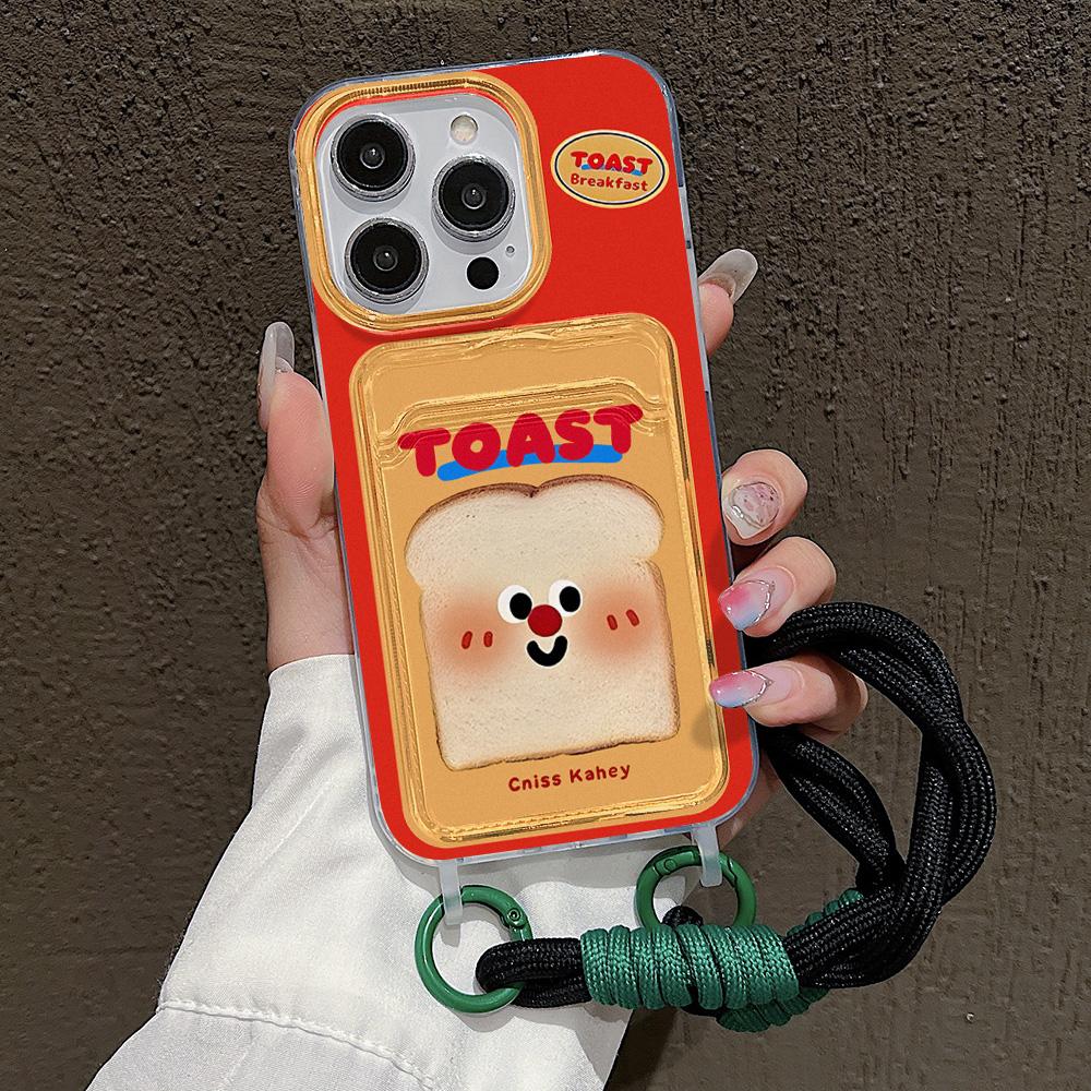 Cute Cartoon Phone Case For iPhone 11 Case iPhone 13 12 16 14 15 Pro Max 7 8 Plus XR X XS SE 2 3 Wrist Chain Soft Card Bag Cover
