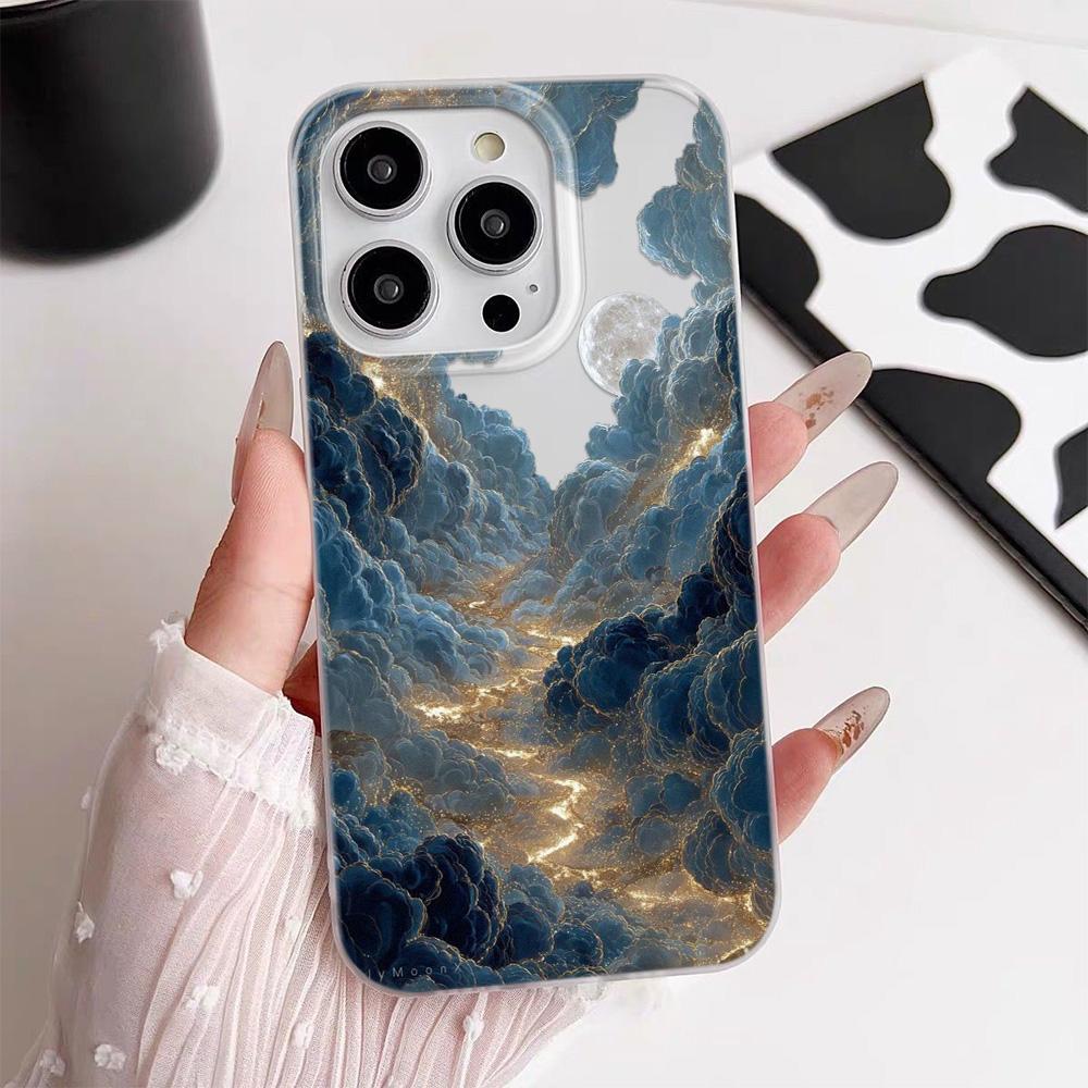 The moon in the clouds Phone Case For iPhone 17 ProMax 16 13 11 15 14 12 17Air 17promax Transparent Silicone Soft Funda Cover