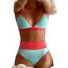 2025 Color Block Sexy Bikini: European & American Split Swimsuit, Women’s High-End Beach & Hot Spring Swimwear