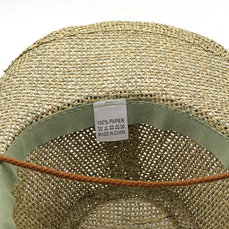 Simple salty grass handmade western denim straw hat top hat outdoor beach hat sun hat NZCM