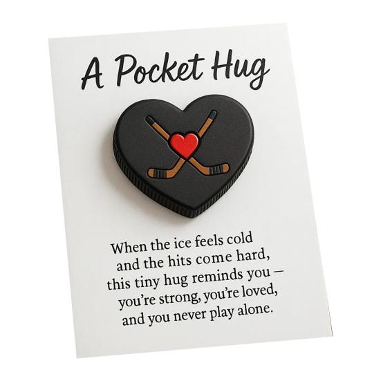Love Heart Baseball Pocket Hug with Positive Card Emotional Support Heart Shaped Baseball Pocket