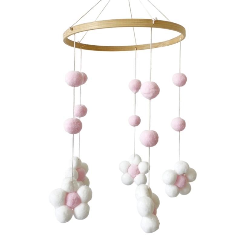 Baby Mobile Felt Flower Bed Bells Mobile Crib Jewelry Creative Pendant Toy Felt Wind Chimes Nursery Decorations Gift