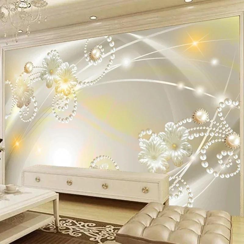 Carta da Parati Fotografica 3d Stile Europeo Moda Fiore Gioielli Murale Soggiorno Pareti di Fondo Murales Decor