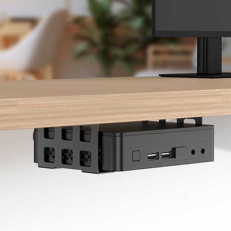 Space Saving Aluminum Under Table Holder Perfect For Organizing Game Systems Player And Small Computers