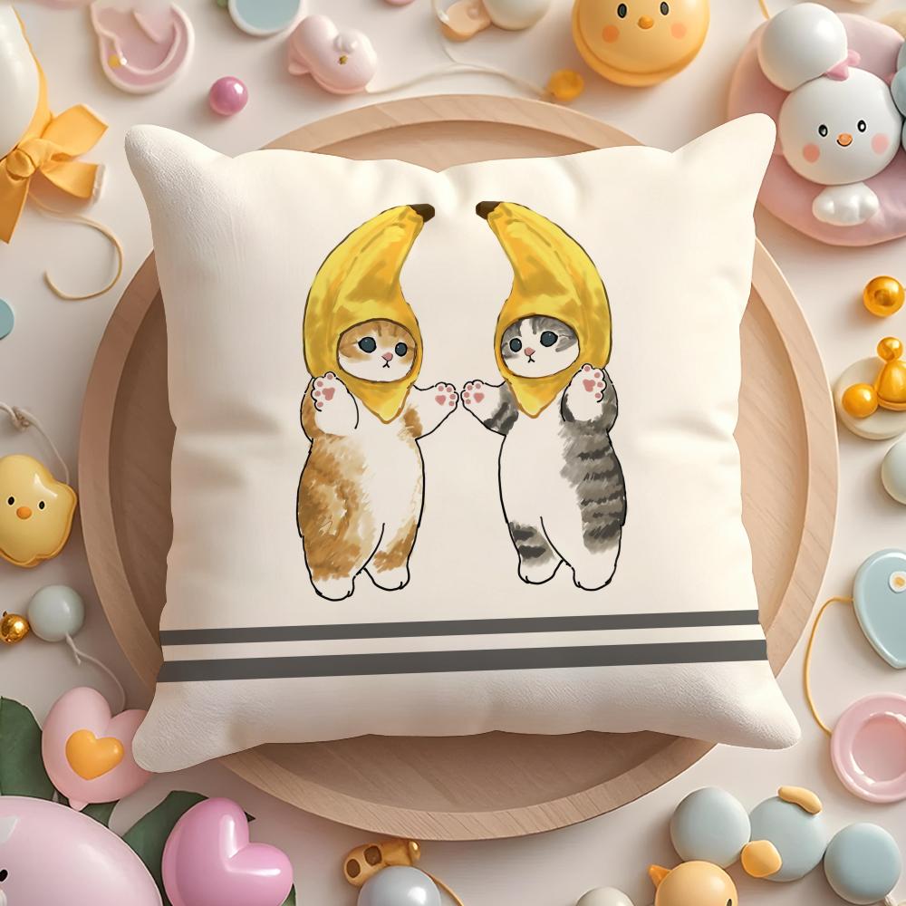 Cute Cat Cartoon Animal Cushion Cover Short Plush DoubleSided Printing Home Machine Washable In Warm Winter Pillow Cover