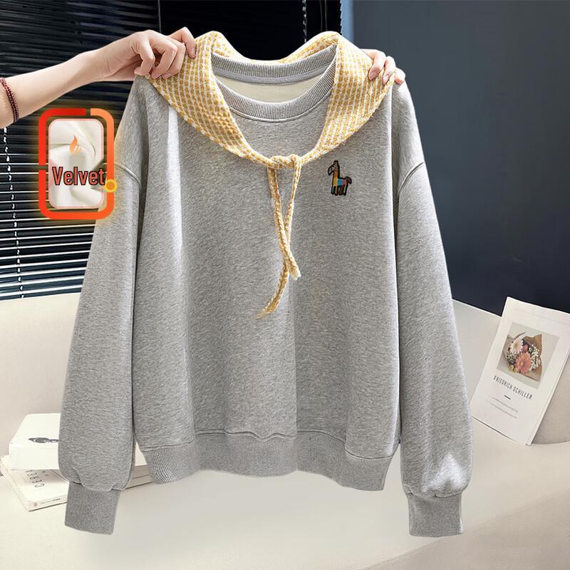 

Women s Plush Loose Round Neck Sweatshirt One Size