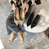 Inner Height Increase Temperament Pointed Willow Single Shoes Women's Shoes Spring and Autumn New Spring Apricot Gentle Commuting Ladyshoes