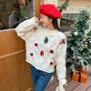 Red Christmas Themed Sweater Women's Long Sleeved Threaded Pullover Loose Casual Women's Chic Top Clothing
