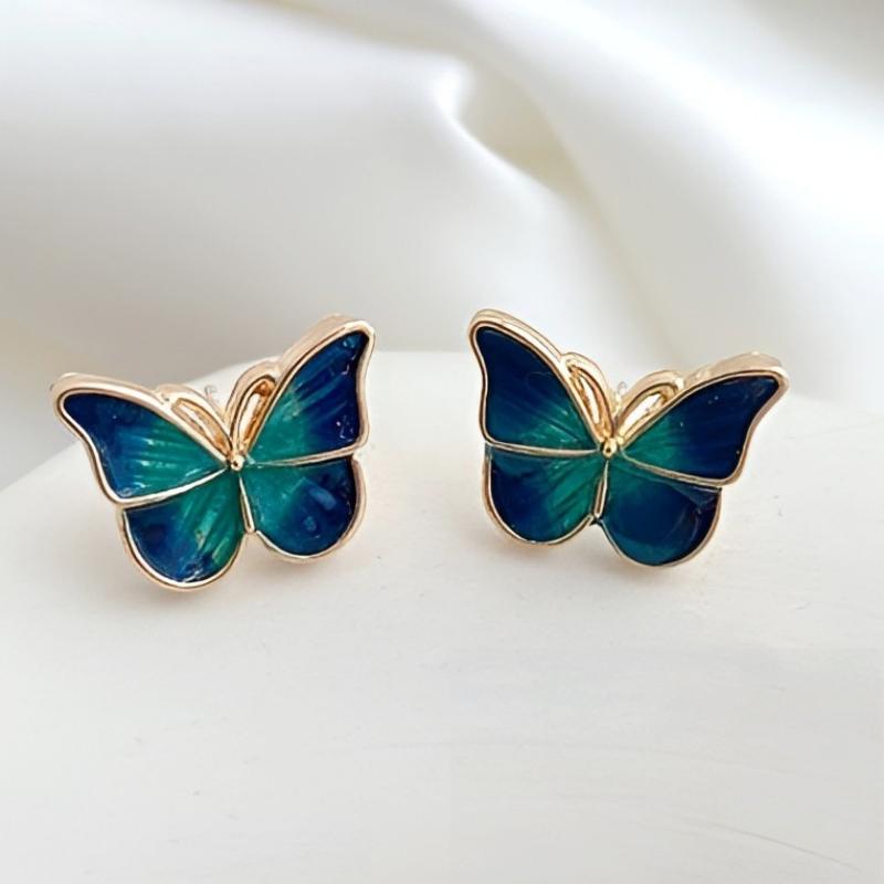 Stud Earrings for Women Enamel Oil Butterfly Earrings Cute Sweet Korean Small Jewelry aretes de pendientes brincos
