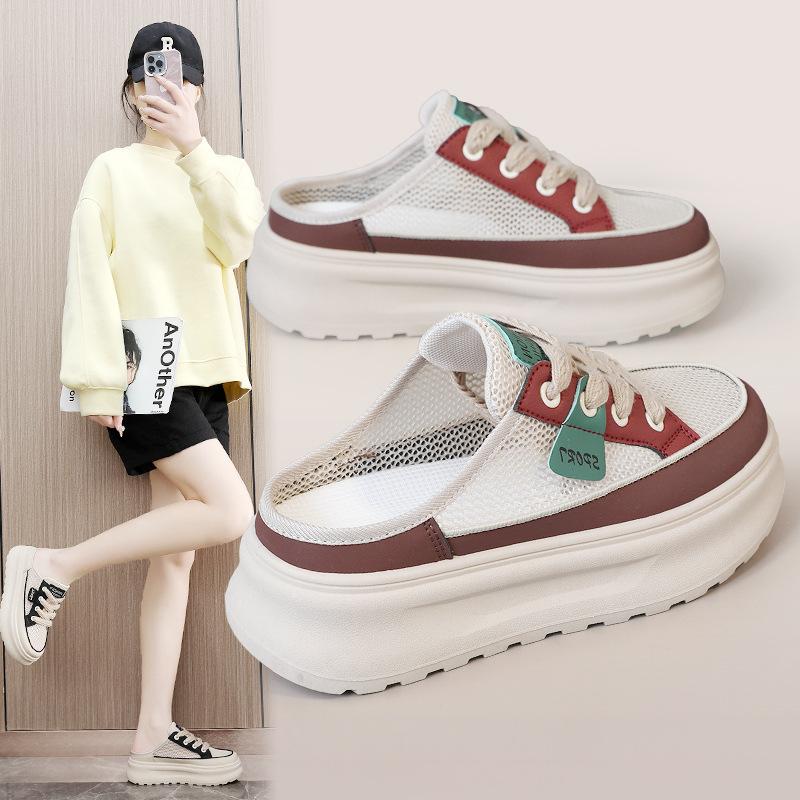 New Semi-torque Women's Shoes Summer Casual Mesh Breathable Slippers Slim Thin-soled Shoes Versatile