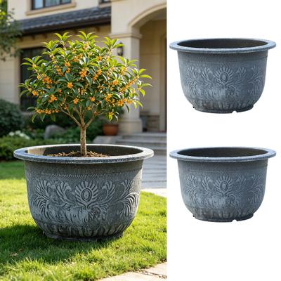Maceta de Resina de Gran Capacidad Maceta Multiusos para Jardín Exterior con Sistema de Drenaje UV