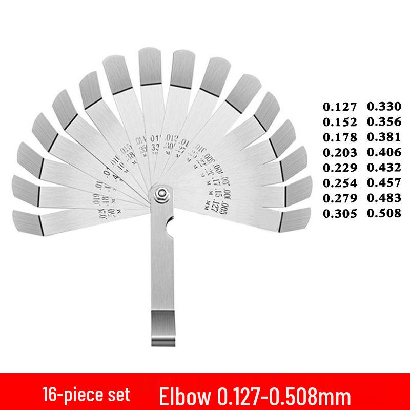 0.02-1.0mm Stainless Steel Feeler Gauge Set, 0.05mm Precision, 17 Blades, 100mm Length
