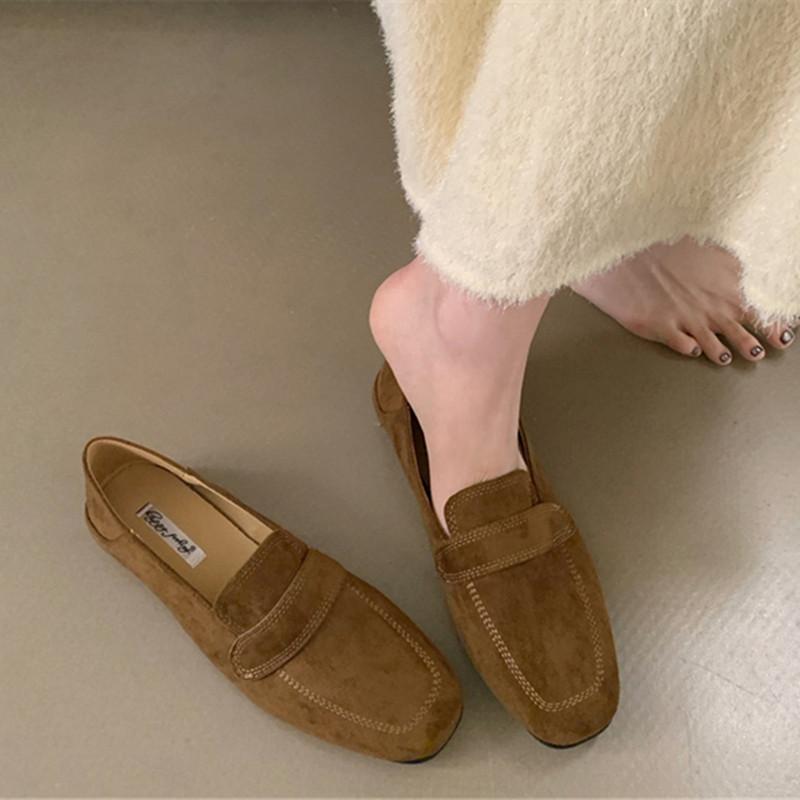 Bailamos Brand Women Flat Shoes Round Toe Shallow Slip On Ladies Casual Ballet Shoes Soft Leather Eelgant Balle Shoes