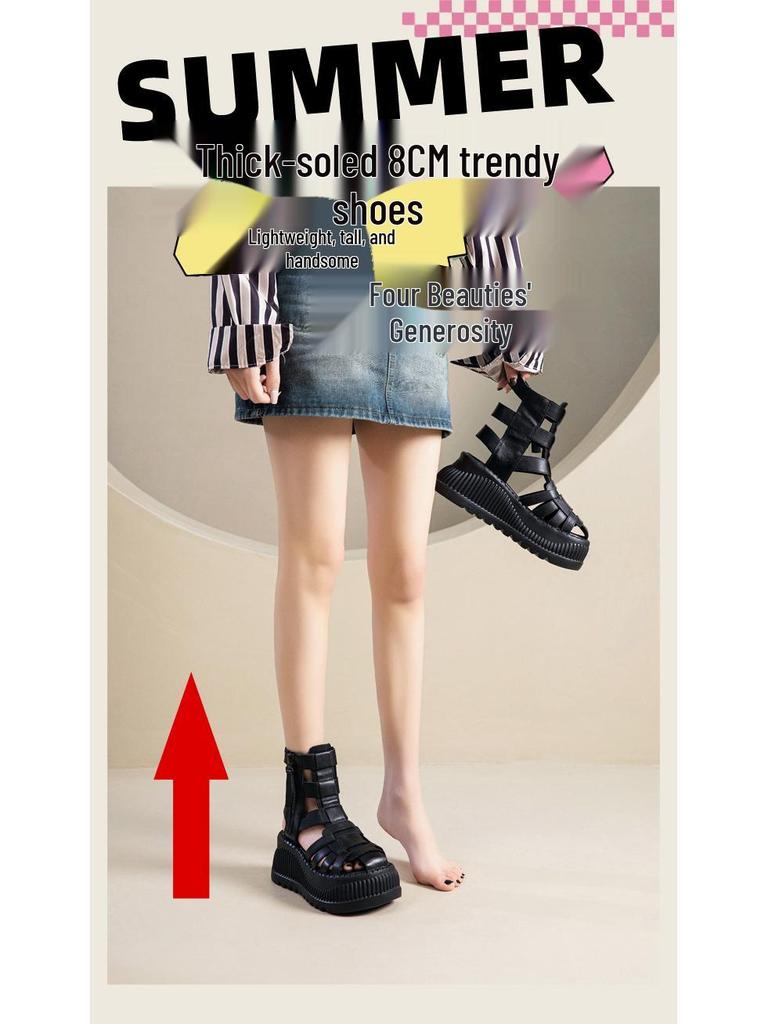 2025 Summer Women’s Versatile High Heel Wedge Sandals - Genuine Leather Peep Toe