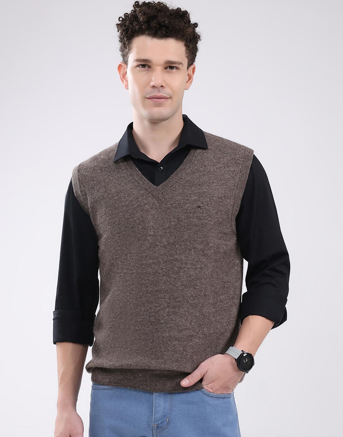 

Monte Carlo Men s V Neck Sleeveless Sweater XL коричневый