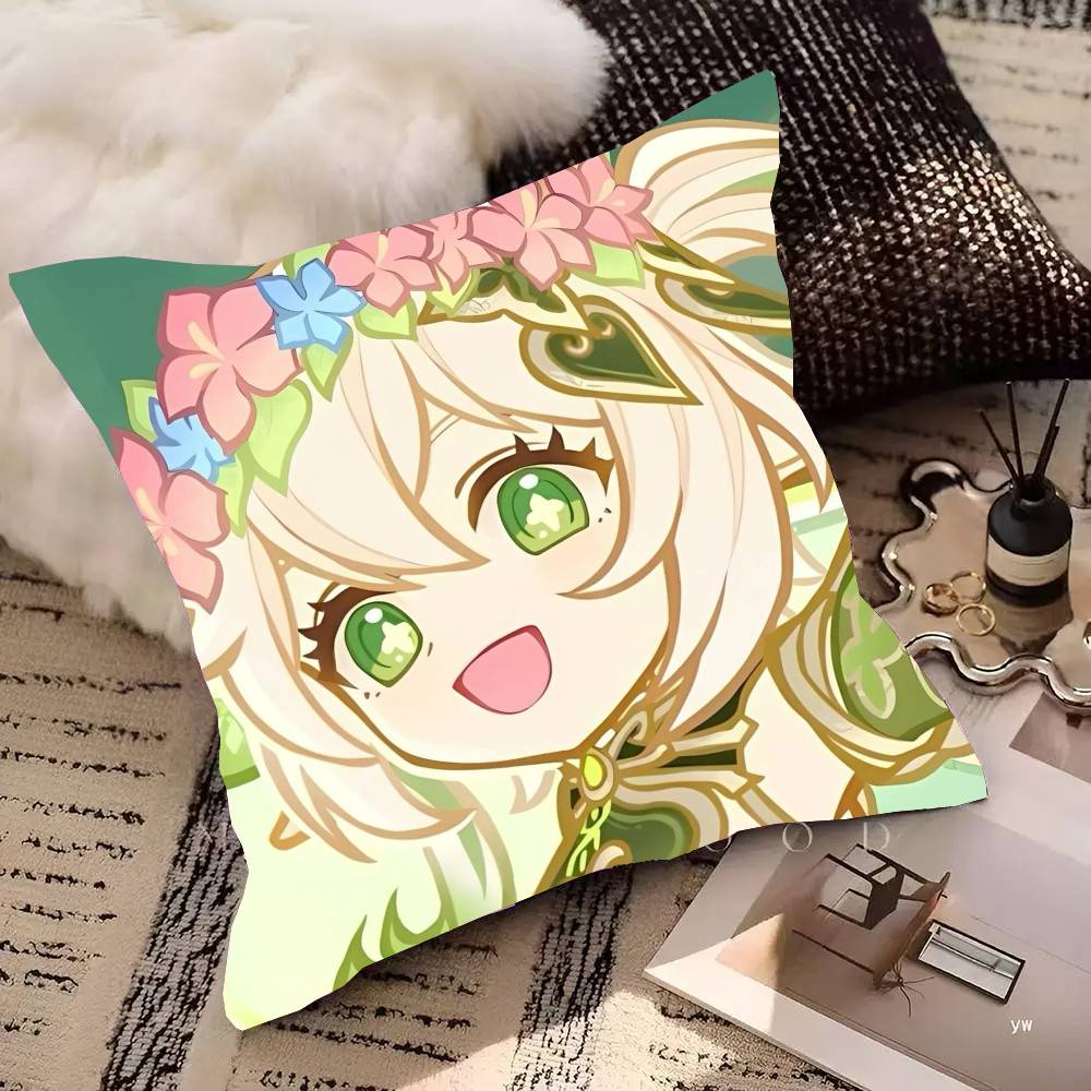Nahida Animation Game GGenshin IImpact Pillow Case Fashion Square Pillowcase Bedroom Sofa Room Ins Decoration Leisure