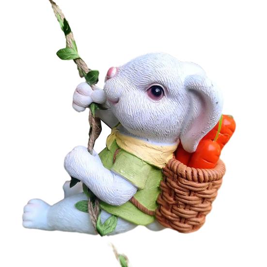 

Climbing Rabbit Figurine Resin Cute Rabbit Statue Hanging Decoration Garden Tree Climber for Balcony