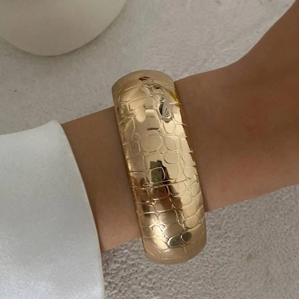 Salircon Vintage Kreatywne Boho Akrylowe Bransoletki Damskie Punk Złoty Kolor Nieregularne Geometryczne Szerokie Metalowe Bransolety Wykwintna Biżuteria