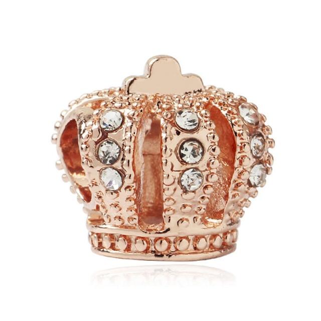 Подвеска из розового золота с цветком в виде листа и короны в виде сердца — фото 37