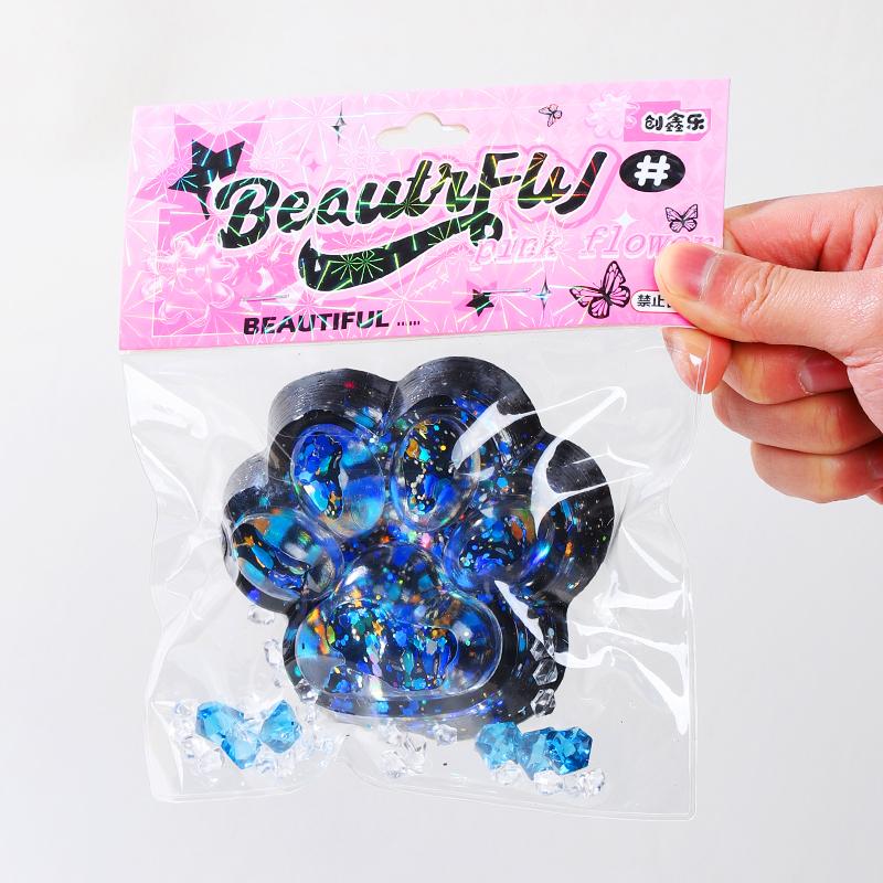 Starlit Sky Big Cat Paw Squishy Fidget Toy Soft Slow Rebound Stress Relief Toy Pinch Decompression Gift Cat Claw Squeeze Toy