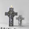 Handmade Aroma Candle Plaster Resin Sculpture Ornament Mold Home Decor Crafts Making DIY Jesus Cross Portrait Silicone Mold