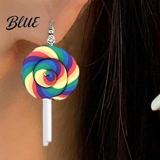 Colorful Festive Earrings 1 Pair Women Hook Rainbow Lollipop Design