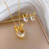 Full of Zirconium Exquisite Wind Copper Micro-inlaid Earrings Necklace Set Combination