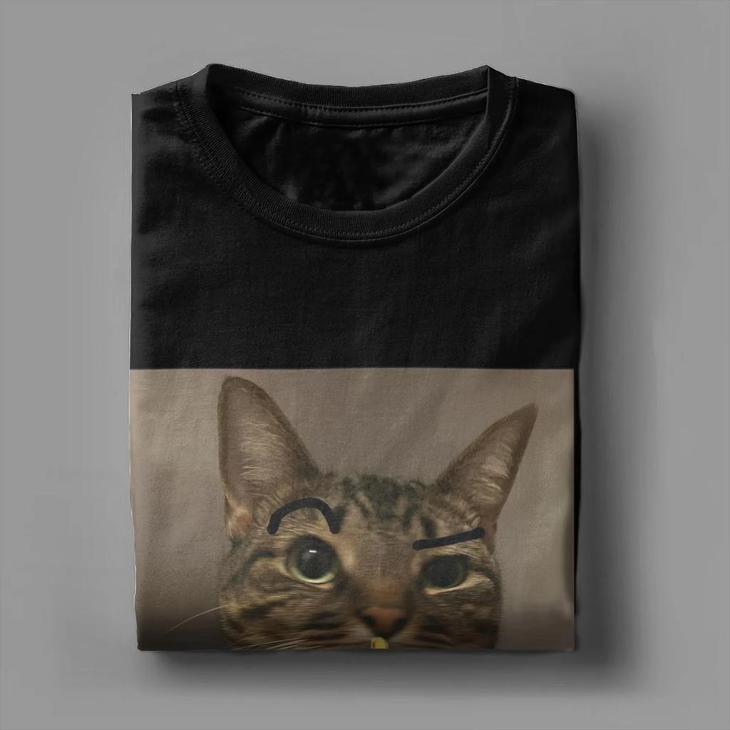 2025 Summer Funny Smoking Cat Meme Men's T Shirts Funny Tees Short Sleeve Round Collar T-Shirts 100% Cotton Plus Size Tops Tees