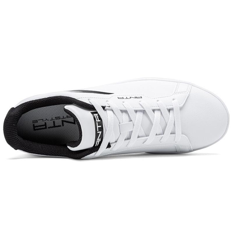 Anta Slip Resistant Abrasion Resistant Low top Skateboard Shoes Men's White Black Sneakers 912028003-3