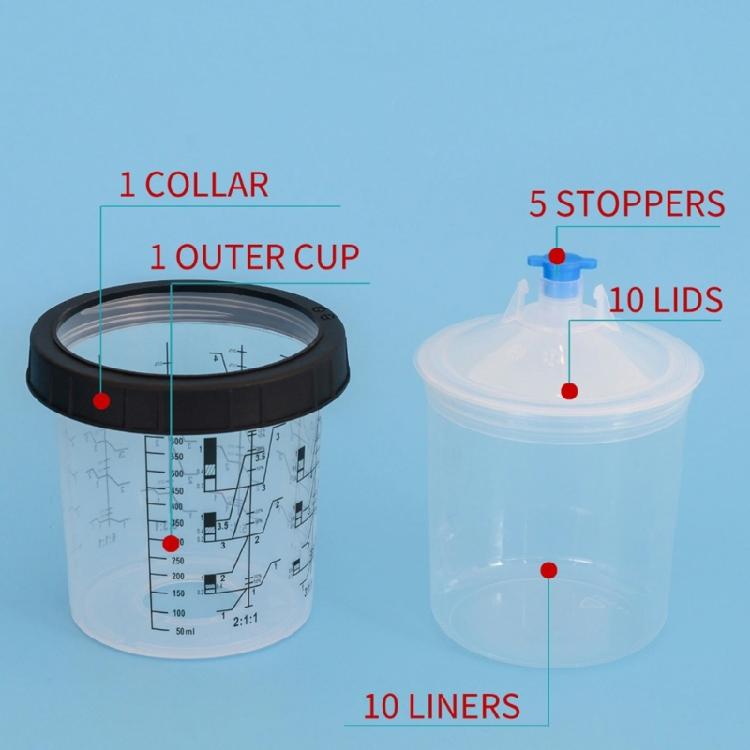 Kit Tazza Vernice per Aerografo Liner Monouso Design Antigoccia Misurino Tazza Miscelazione Vernice 165/400/600ml