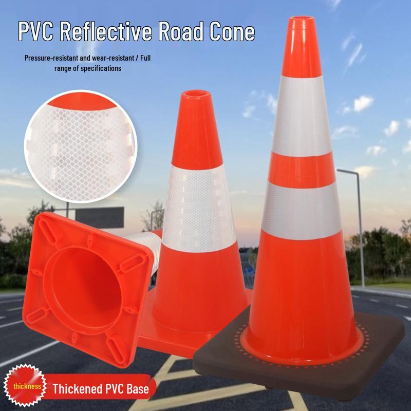Reflective 70cm Rubber Traffic Cone - Road Safety Construction Warning Bollard