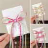 Hairpin Multi-Layer Satin Ribbon Bow Beads Long Tassel Hair Clip Ballet Style Stable Clamping Hair Pin Hair Accessories