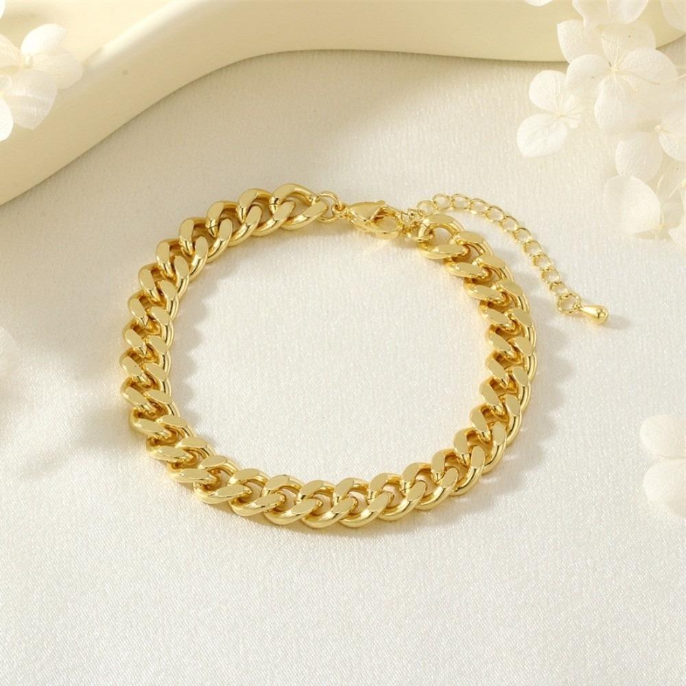 Punk Cuban Link Chain Bracelets Copper Gold Plated Rainbow Color Hand Chains Unisex золотой