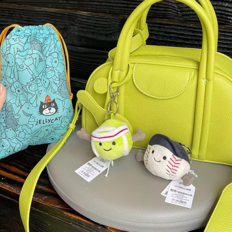 Rozkošná plyšová klíčenka s baseballovou a tenisovou míčkou, roztomilá měkká hračka, dárek pro děti