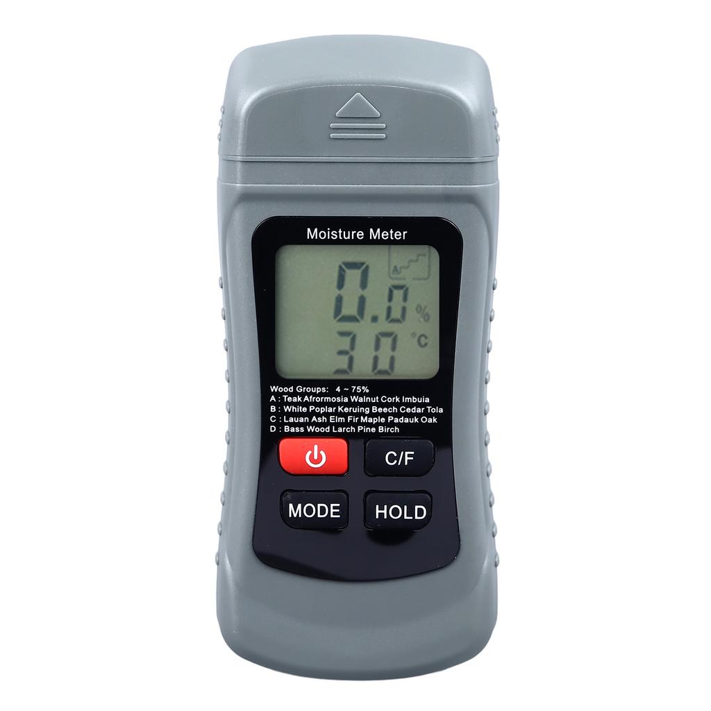 Pin Type Moisture Meter LCD Digital Display Moisture Detector for Wood Wall Paper Detection Temperature Tester