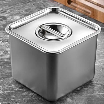 Stainless Steel Square Barrel Storage Seasoning Box with Cover Basin Jars and Lids Spice Jars Set Coriander Scallion Oil Bottle