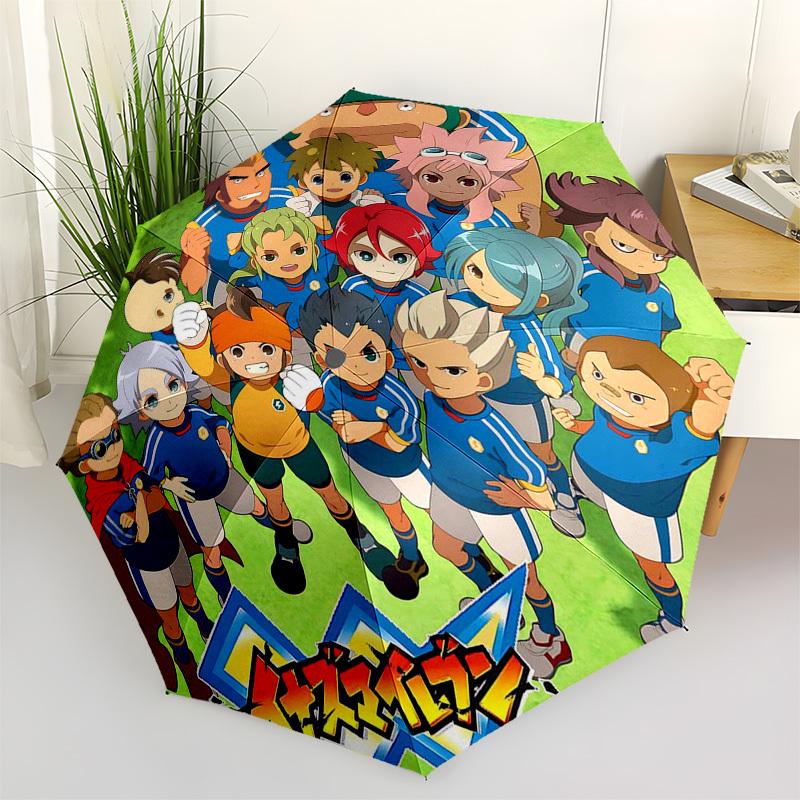 

1pc Captain Tsubasa Automatic Folding Outdoor Umbrella - Portable 3-Fold Design with 8-Rib Iron Frame, Perfect for Fans, Travelers, Daily Use, an