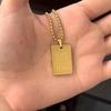 English Letter Square Pendant Stainless Steel Necklace - Vacuum Color Retention YS21