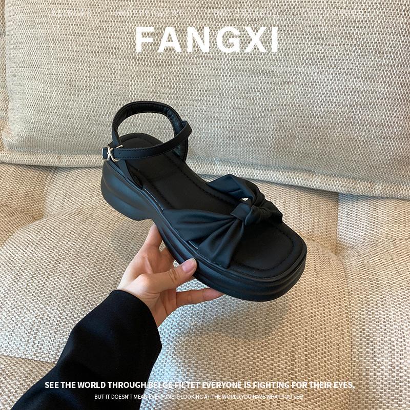 

Sheepskin summer Roman muffin platform high-heeled sandals women s summer outer wear beach shoes open-toe buckle belt women s shoes 40